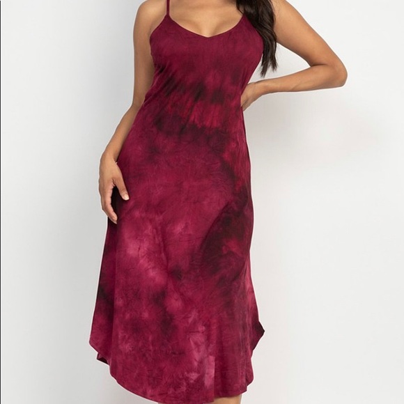 Capella Dresses & Skirts - NWT Dark Burgandy tie dye midi dress
